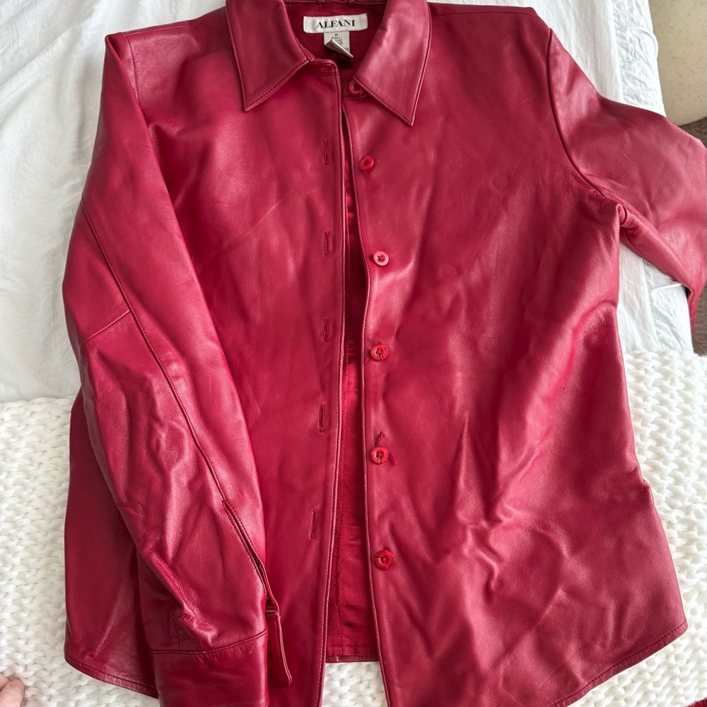 Alfani Women's Vibrant Red Leather Jacket